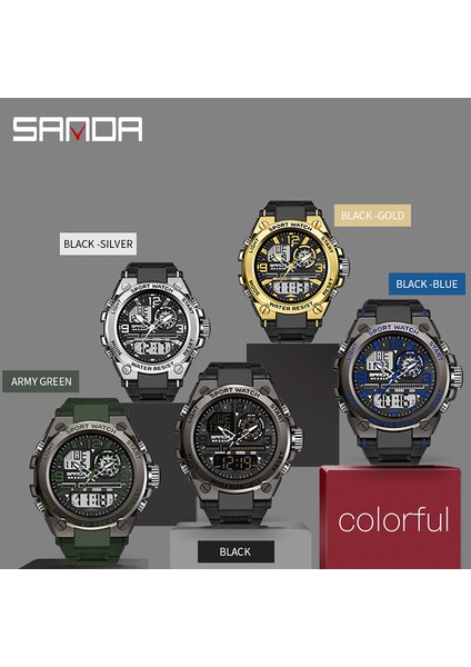 739 Ordu Yeşil Kuvars Izle Erkekler Sanda Izle Su Geçirmez Kronometre LED Saatler Erkek Saat 6024 Spor Saatler Erkekler Relogio Masculino Dijital (Yurt Dışından) modelleri