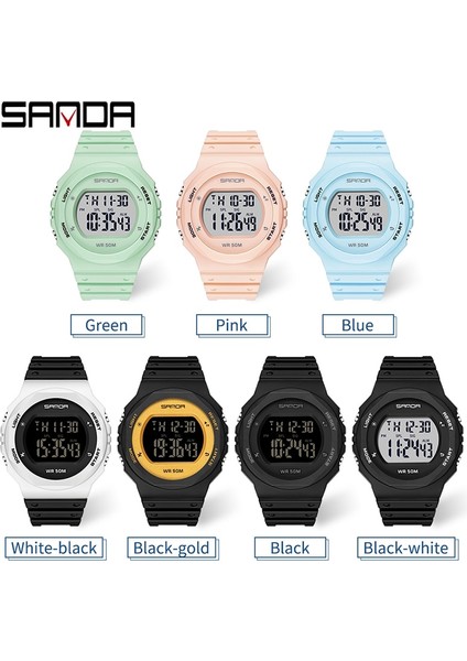 Siyah Sanda Lüks Spor Askeri Kadın Saatleri 5ATM Su Geçirmez Beyaz Moda Elektronik Saat Kadın Saat Relogio Feminino (Yurt Dışından) indirimleri