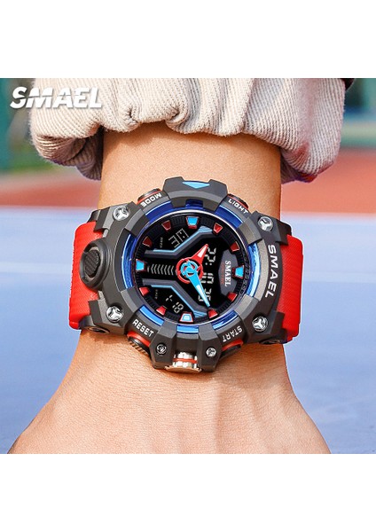 Green-Box Smael Askeri Spor Kırmızı Kuvars Izle Erkekler Için Su Geçirmez Çift Zamanlı Dijital Kol Saati Kronograf Otomatik Tarih Haftası 8075 (Yurt Dışından) fırsatları