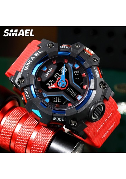 Green-Box Smael Askeri Spor Kırmızı Kuvars Izle Erkekler Için Su Geçirmez Çift Zamanlı Dijital Kol Saati Kronograf Otomatik Tarih Haftası 8075 (Yurt Dışından) indirimleri