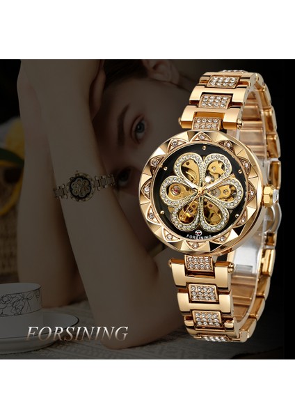 Bakır Siyah Forsining Kadınlar Zarif Kuvars Izle Oyma Delikli Tasarım Paslanmaz Çelik Kayış Su Geçirmez Bayanlar Lüks Kol Saati Reloj (Yurt Dışından) fiyatları