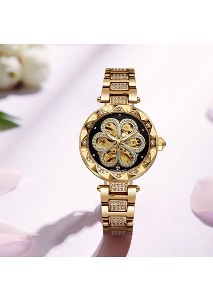 Bakır Siyah Forsining Kadınlar Zarif Kuvars Izle Oyma Delikli Tasarım Paslanmaz Çelik Kayış Su Geçirmez Bayanlar Lüks Kol Saati Reloj (Yurt Dışından) fırsatları
