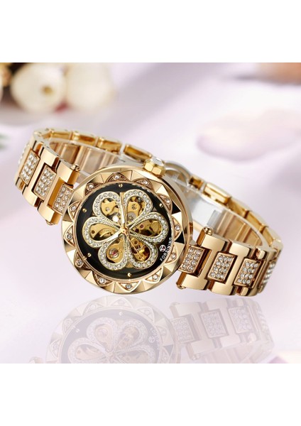 Bakır Siyah Forsining Kadınlar Zarif Kuvars Izle Oyma Delikli Tasarım Paslanmaz Çelik Kayış Su Geçirmez Bayanlar Lüks Kol Saati Reloj (Yurt Dışından) indirimleri