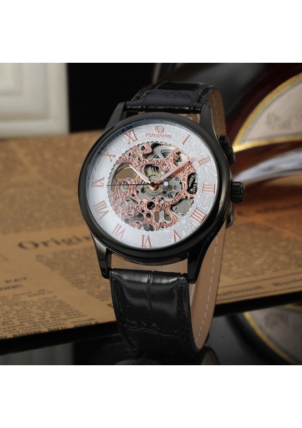 Gümüş Siyah Forsınıng Basit Rüzgar Içi Boş Roma Dijital Ölçekli Mekanik Hareket Mekanik Saat Dairesel Kemer Erkek ve Kadın Saatleri (Yurt Dışından) indirimleri