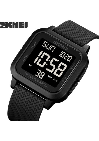 Siyah Siyah Skmeı Spor Dijital Saat LED Erkek Saatleri Chrono Elektronik Kol Saati Su Geçirmez Geri Sayım Saati Moda Reloj Hombre (Yurt Dışından)