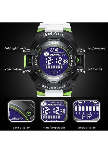 Siyah Beyaz Smael Erkek Saat Askeri Suya Dayanıklı Spor Izle LED Dijital Bilek Kronometre Erkek 8050 Relogio Masculino Saatler (Yurt Dışından) indirimleri