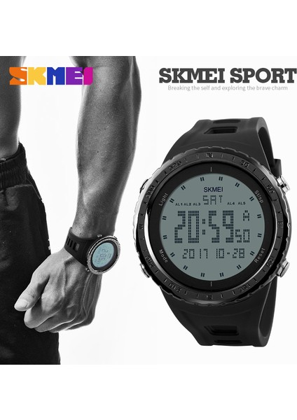 Siyah Kutu ile Skmeı Dijital Spor Izle Erkek Geri Sayım Chrono El Işık Saatler 5bar Su Geçirmez Büyük Kadran Dijital Saat Relogio Masculino 1246 (Yurt Dışından)