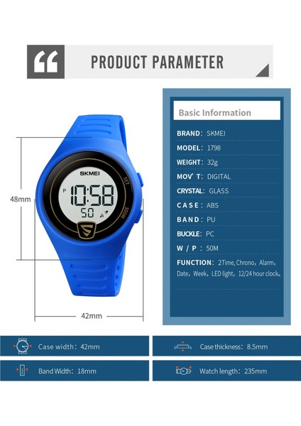 Mavi Siyah Skmeı 1798 Dijital Saat Spor Genç Erkek Kız Kol Saati Için Dijital Saat Su Geçirmez LED Ince Genç Izle Reloj Hombre (Yurt Dışından) indirimleri