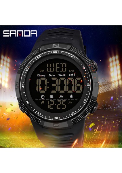 Siyah Beyaz Kadran Askeri Spor Izle Erkek Saat Moda Marka Sanda Dijital Kol Saati Darbeye Dayanıklı Geri Sayım Saatler Su Geçirmez Saat Bilezik (Yurt Dışından)