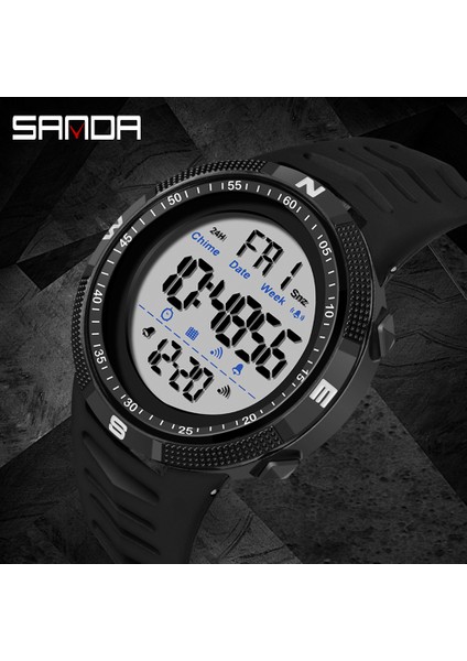 Siyah Beyaz Kadran Askeri Spor Izle Erkek Saat Moda Marka Sanda Dijital Kol Saati Darbeye Dayanıklı Geri Sayım Saatler Su Geçirmez Saat Bilezik (Yurt Dışından)
