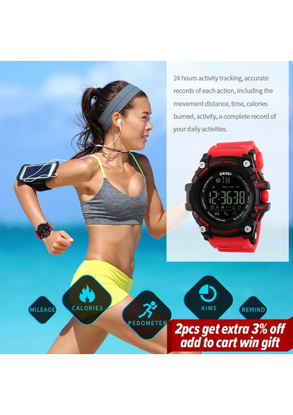 Kırmızı Izle Skmeı Üst Marka Açık Spor Akıllı Saat Erkekler Çok Fonksiyonlu Spor Saatler 5bar Su Geçirmez Dijital Saat Reloj Hombre 1227/1384 (Yurt Dışından)