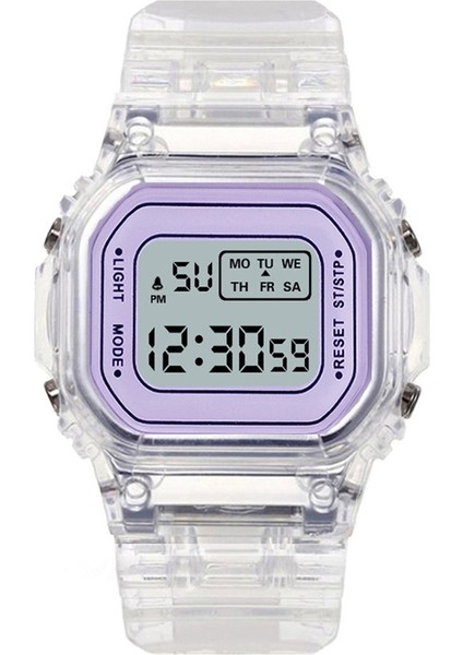 Beyaz Moda Saatler Kadın Erkek Şeffaf Dijital Spor Spor Elektronik Saat Unisex Kare Öğrenci Beyaz LED Saat Relogio (Yurt Dışından) fiyatları