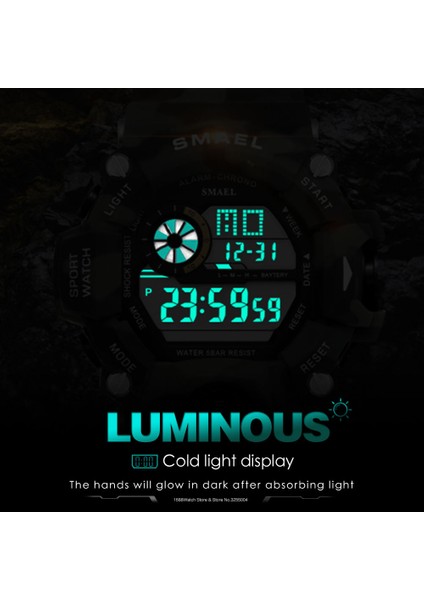 Camo Green-Box Smael Su Geçirmez Askeri Spor Dijital Izle Erkekler LED Aydınlatmalı Elektronik Kol Saati Çalar Saat Takvim Часы Relogio 1385 (Yurt Dışından) fırsatları