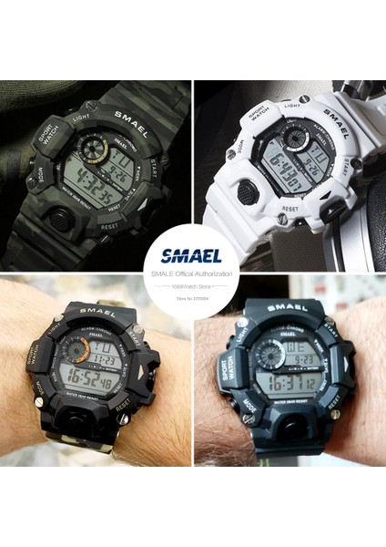 Camo Green-Box Smael Su Geçirmez Askeri Spor Dijital Izle Erkekler LED Aydınlatmalı Elektronik Kol Saati Çalar Saat Takvim Часы Relogio 1385 (Yurt Dışından) indirimleri