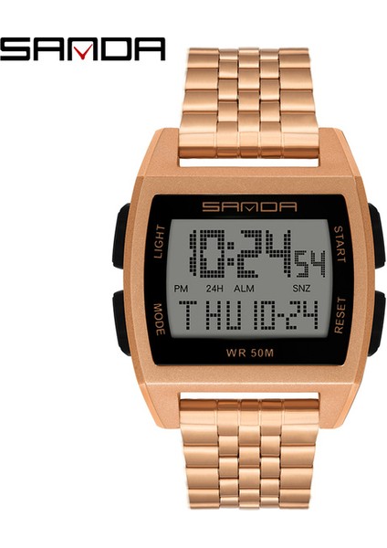 Gül Altın Sanda Yeni Kare Çelik Bant Erkek Çelik Bant Izle Aydınlık Su Geçirmez Moda Moda Erkek Saatleri (Yurt Dışından)