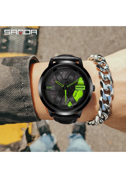 Siyah Yeşil Kutu ile Sanda Moda Jant Izle Hub Özel Tasarım Spor Araba Jant Spor Izle Su Geçirmez Yaratıcı 2023 Erkek Izle Erkek Tekerlek Kol Saati (Yurt Dışından) fiyatları