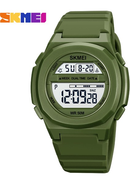 Yeşil Skmeı Japonya Dijital Hareket LED Işık Erkek Spor Saatler 5bar Su Geçirmez Chrono Çift Zamanlı Kol Saati Erkek Saat Reloj Hombre (Yurt Dışından)