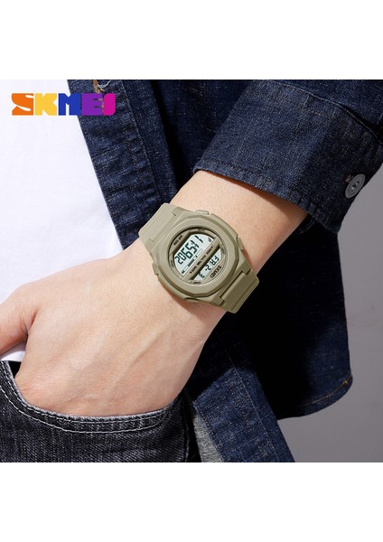 Yeşil Skmeı Japonya Dijital Hareket LED Işık Erkek Spor Saatler 5bar Su Geçirmez Chrono Çift Zamanlı Kol Saati Erkek Saat Reloj Hombre (Yurt Dışından) indirimleri