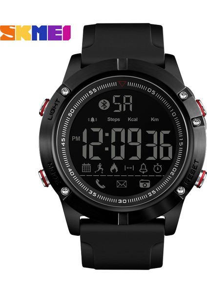 Siyah Skmeı Spor Bluetooth Dijital Kol Saatleri Moda Akıllı Saat Erkekler Pedometre Kalori Uzaktan Kamera LED Askeri Saatler Relogio (Yurt Dışından)
