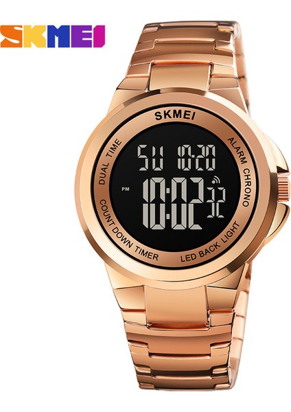 Rosegold Siyah Skmeı Lüks Altın Moda Dijital Erkek Saatler Paslanmaz Çelik Elektronik Erkek Saat Iş Kol Saati Reloj Hombre (Yurt Dışından)