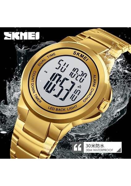 Rosegold Siyah Skmeı Lüks Altın Moda Dijital Erkek Saatler Paslanmaz Çelik Elektronik Erkek Saat Iş Kol Saati Reloj Hombre (Yurt Dışından)