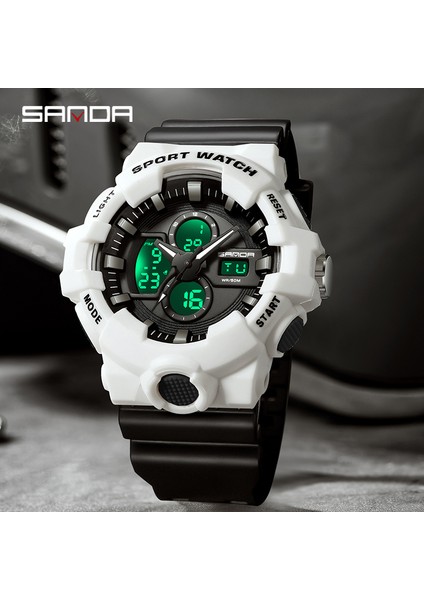 Siyah Beyaz 3131 Sanda Yepyeni Moda Erkekler Spor Saatler Analog Kuvars LED Dijital Kol Saatleri Askeri Su Geçirmez Saat Relogio Masculino (Yurt Dışından)