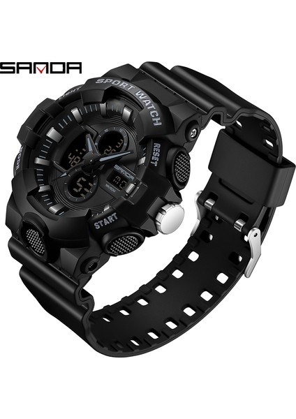Siyah Beyaz 3131 Sanda Yepyeni Moda Erkekler Spor Saatler Analog Kuvars LED Dijital Kol Saatleri Askeri Su Geçirmez Saat Relogio Masculino (Yurt Dışından)