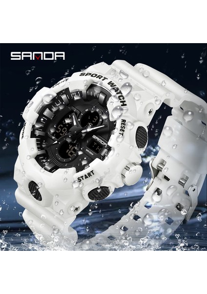 Siyah Beyaz 3131 Sanda Yepyeni Moda Erkekler Spor Saatler Analog Kuvars LED Dijital Kol Saatleri Askeri Su Geçirmez Saat Relogio Masculino (Yurt Dışından)