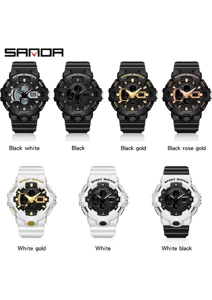 Siyah Beyaz 3131 Sanda Yepyeni Moda Erkekler Spor Saatler Analog Kuvars LED Dijital Kol Saatleri Askeri Su Geçirmez Saat Relogio Masculino (Yurt Dışından)