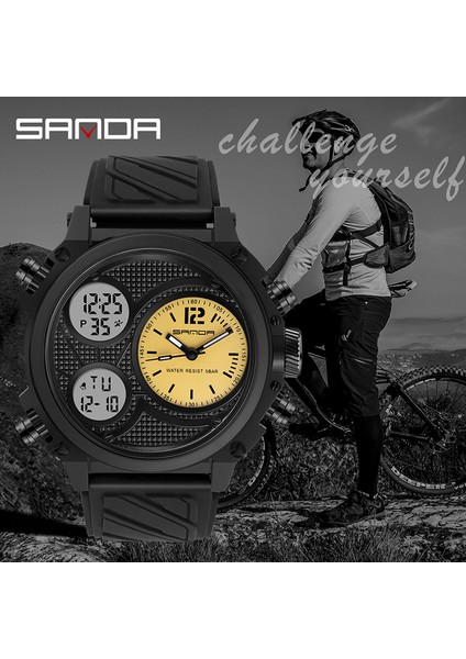 Mavi Sanda Yeni Erkek Saat Çift Ekran Quartz Saat LED Spor Dijital Saatler 50 M Su Geçirmez Electronicwristwatch Çalar Saat Relogio (Yurt Dışından) fırsatları