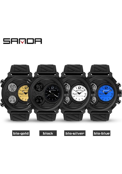 Mavi Sanda Yeni Erkek Saat Çift Ekran Quartz Saat LED Spor Dijital Saatler 50 M Su Geçirmez Electronicwristwatch Çalar Saat Relogio (Yurt Dışından) indirimleri