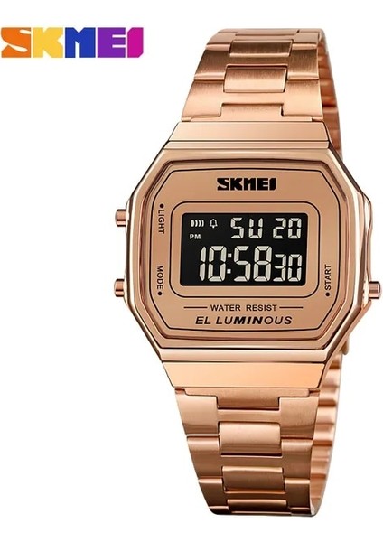 Gül Altın Skmeı Retro LED Dijital Erkek Saatler Rahat Basit Erkek Kol Saatleri Paslanmaz Çelik Bant Su Geçirmez Izle Erkekler Reloj Hombre 1647 (Yurt Dışından)