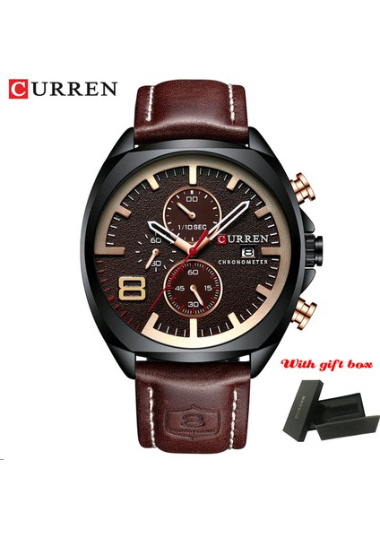 Siyah Kahve Kutusu 2020 Curren Erkekler Spor Saatler Moda Marka Lüks Analog Kuvars Clokc Kol Saati Relogio Masculino Su Geçirmez 30 M Reloj Hombre (Yurt Dışından)