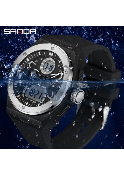 Yeşil Sanda Spor Izle Erkekler 50 M Su Geçirmez LED Dijital Saatler Kronometre Büyük Kadran Saat Erkek Relogio Masculino Erkekler Saatler Kuvars (Yurt Dışından) fiyatları