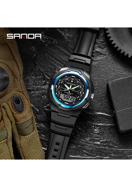 Siyah Gül Altın Sanda Yeni Elektronik Saat Çift Ekranlı Erkek Saati Açık Hava Spor Aydınlık Su Geçirmez Çok Fonksiyonlu Izle Lüks Saat (Yurt Dışından) indirimleri