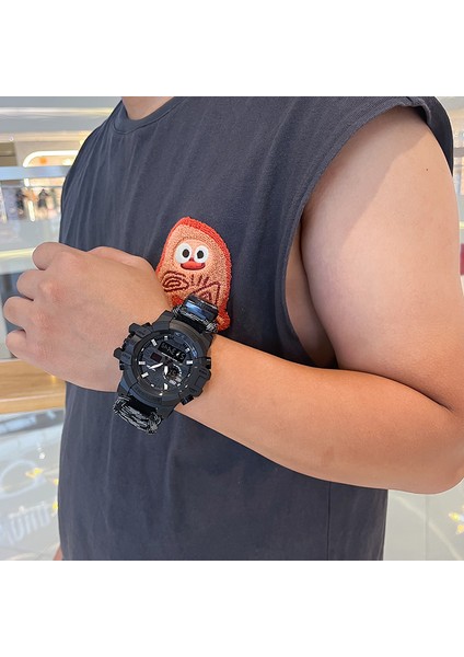 Kamuflaj Kırmızı Kutu Shıyunme Erkekler Askeri Spor Izle Açık Pusula Zaman Alarmı LED Dijital Saatler Erkekler Su Geçirmez Kuvars Saat Relogio Masculino (Yurt Dışından)