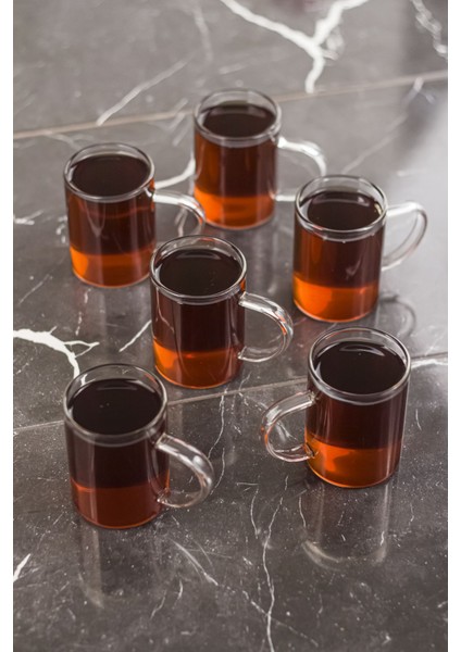 6'lı Borosilikat Isıya Dayanıklı Termısıl Cam Kupa Bardak (6 x 200 Ml)
