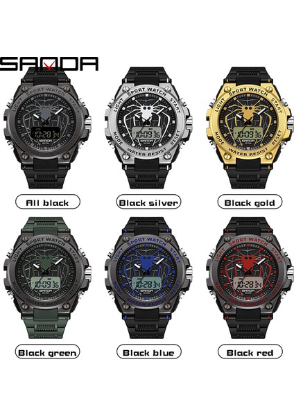 Erkekler Için Askeri Yeşil Kuvars Izle Sanda Izle Su Geçirmez Kronometre LED Saatler Erkek Saat Örümcek Spor Saatler Erkekler Relogio Masculino Dijital (Yurt Dışından) fırsatları