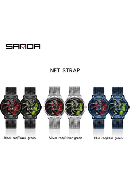 Örgü Gümüş Kırmızı Kutu Moda Sıcak Satış Araba Jant Erkek Saatler Paslanmaz Çelik Su Geçirmez Spor Izle 360 Derece Dönen Jant Dial Kuvars Kol Saati (Yurt Dışından) indirimleri