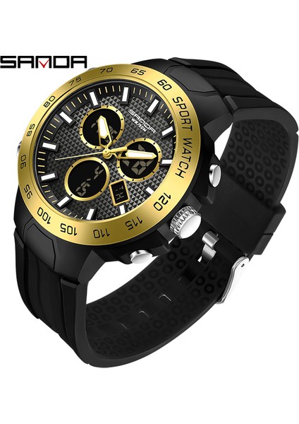 Altın Sanda En Lüks Saatler Erkekler Askeri Ordu Erkek Izle Su Geçirmez Spor Kol Saati Çift Ekran Izle Erkek Relogio Masculino (Yurt Dışından)