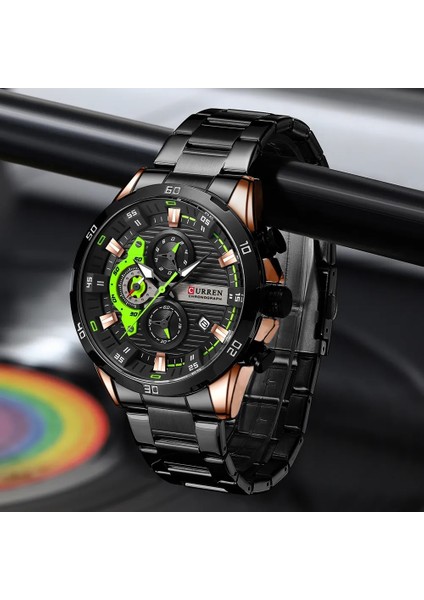 Gümüş Curren Paslanmaz Çelik Saatler Erkek Yaratıcı Moda Aydınlık Kadran ile Kronograf Saat Erkek Rahat Kol Saatleri (Yurt Dışından) fırsatları