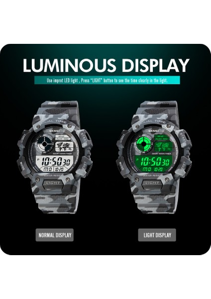 Camo Haki Skmeı 1723 Kamuflaj Erkek Saat Spor Saatleri LED Dijital Kronometre Su Geçirmez Kol Saatleri Erkekler Için Relogio Masculino (Yurt Dışından)