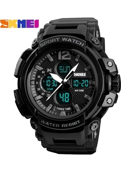 Siyah Skmeı Erkekler Askeri Spor Izle 1343 Yeni 50 M Su Geçirmez Ordu Izle Dayanıklı Şok LED Kuvars Dijital Saat Relogios Masculino (Yurt Dışından)