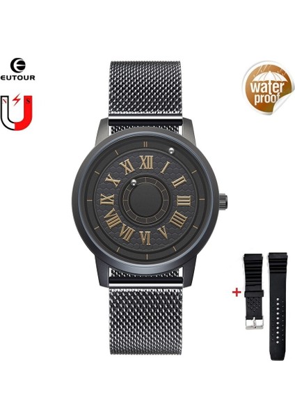 Mavi Çelik Eutour Mavi Saatler Erkekler Lüks Manyetik Top Kuvars Izle Paslanmaz Çelik Erkek Kol Saati Su Geçirmez Moda Çift Erkek Saat (Yurt Dışından)