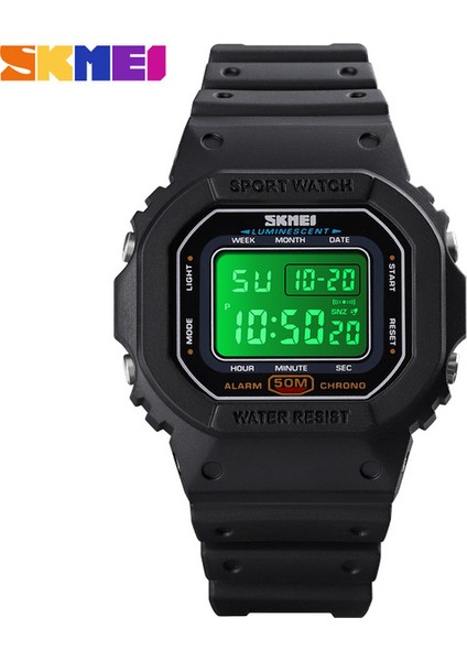 Siyah Skmeı Spor Saatler Saatler Erkekler LED Işık Dijital Kol Saati Kronometre Takvim Su Geçirmez Erkek Elektronik Saat Reloj Hombre (Yurt Dışından)
