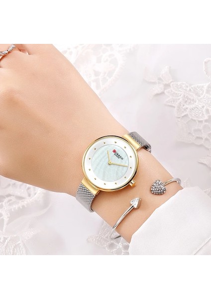 Gümüş Beyaz Yaratıcı Kadran Saatler Kadın Kuvars Saat Curren Kadın Çelik Hasır Kol Saati Bayan Elbise Bilezik Izle Kadın Bayan Kol Saati (Yurt Dışından) fiyatları