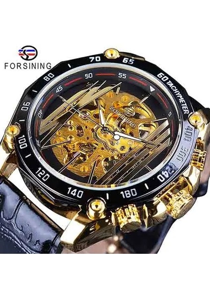 GMT1074-2 Forsining Büyük Kadran Steampunk Tasarım Lüks Altın Dişli Hareketi Erkekler Yaratıcı Ajur Saatler Otomatik Mekanik Bilek Saatleri (Yurt Dışından)