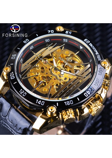 GMT1074-2 Forsining Büyük Kadran Steampunk Tasarım Lüks Altın Dişli Hareketi Erkekler Yaratıcı Ajur Saatler Otomatik Mekanik Bilek Saatleri (Yurt Dışından) fiyatları