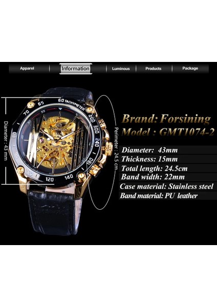 GMT1074-2 Forsining Büyük Kadran Steampunk Tasarım Lüks Altın Dişli Hareketi Erkekler Yaratıcı Ajur Saatler Otomatik Mekanik Bilek Saatleri (Yurt Dışından) fırsatları