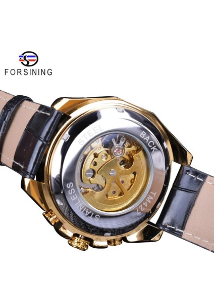 GMT1074-2 Forsining Büyük Kadran Steampunk Tasarım Lüks Altın Dişli Hareketi Erkekler Yaratıcı Ajur Saatler Otomatik Mekanik Bilek Saatleri (Yurt Dışından) indirimleri